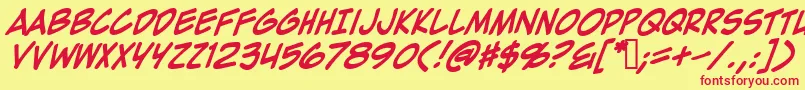ZapRaygunV2.0Italic Font – Red Fonts on Yellow Background