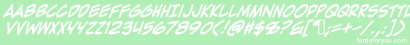 ZapRaygunV2.0Italic-Schriftart – Weiße Schriften auf grünem Hintergrund