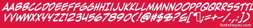 Czcionka ZapRaygunV2.0Italic – białe czcionki na czerwonym tle