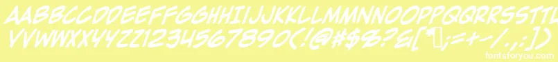 フォントZapRaygunV2.0Italic – 黄色い背景に白い文字