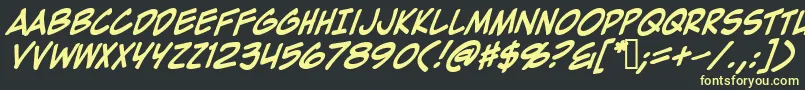 Czcionka ZapRaygunV2.0Italic – żółte czcionki na czarnym tle