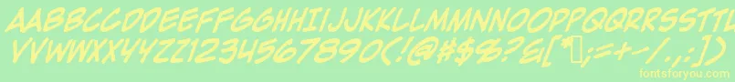 ZapRaygunV2.0Italic Font – Yellow Fonts on Green Background