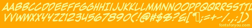 ZapRaygunV2.0Italic Font – Yellow Fonts on Orange Background