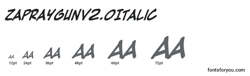 Размеры шрифта ZapRaygunV2.0Italic