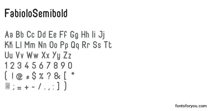 Schriftart FabioloSemibold (45508) – Alphabet, Zahlen, spezielle Symbole