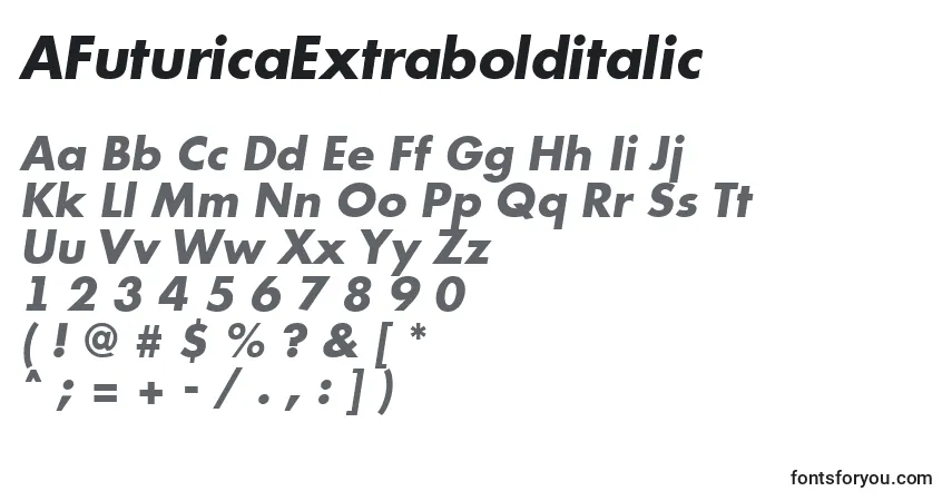 A fonte AFuturicaExtrabolditalic – alfabeto, números, caracteres especiais