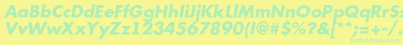 AFuturicaExtrabolditalicフォントについての詳細 フォントAFuturicaExtrabolditalic – 黄色い背景に緑の文字