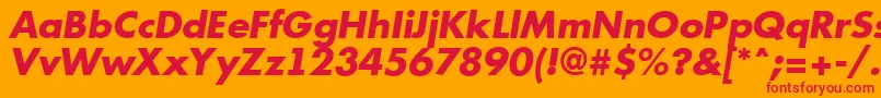 Czcionka AFuturicaExtrabolditalic – czerwone czcionki na pomarańczowym tle