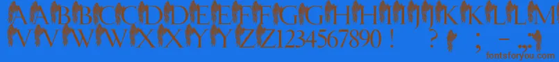 JmhAngelusI Font – Brown Fonts on Blue Background