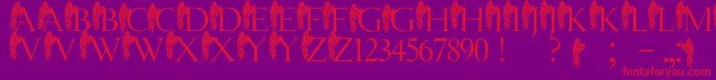 JmhAngelusI Font – Red Fonts on Purple Background