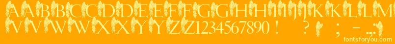 JmhAngelusI Font – Yellow Fonts on Orange Background