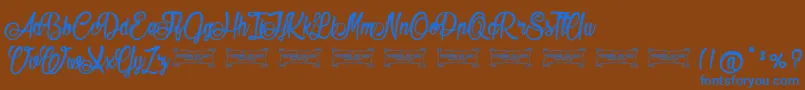 Seasider-Schriftart – Blaue Schriften auf braunem Hintergrund