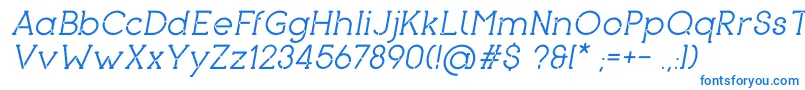 フォントPironItalic – 白い背景に青い文字