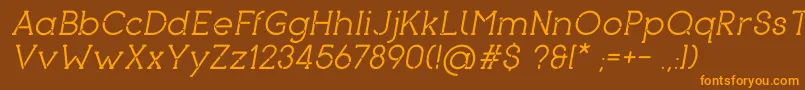 PironItalic-fontti – oranssit fontit ruskealla taustalla