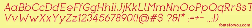 フォントPironItalic – 赤い文字の黄色い背景
