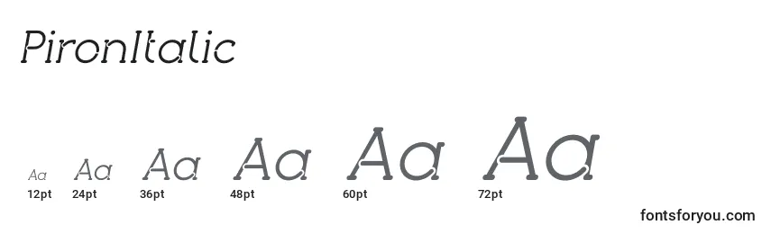Размеры шрифта PironItalic