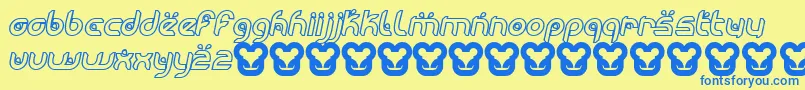 Weitere Informationen zur MoogwaiThinoblique-Schriftart MoogwaiThinoblique-Schriftart – Blaue Schriften auf gelbem Hintergrund