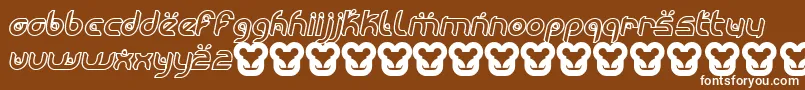 MoogwaiThinoblique-fontti – valkoiset fontit ruskealla taustalla