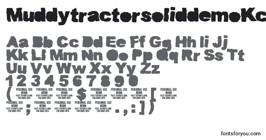 Czcionka MuddytractorsoliddemoKcfonts – alfabet, cyfry, specjalne znaki