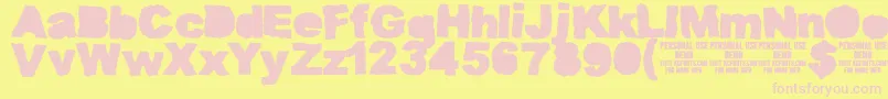 MuddytractorsoliddemoKcfonts Font – Pink Fonts on Yellow Background