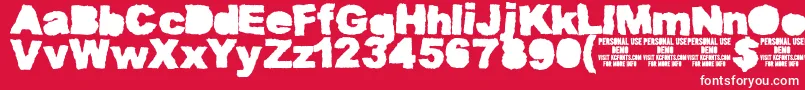 MuddytractorsoliddemoKcfonts-fontti – valkoiset fontit punaisella taustalla