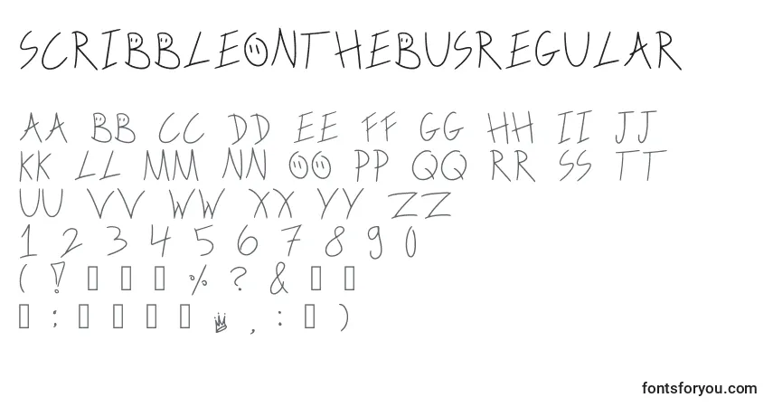 Czcionka ScribbleonthebusRegular – alfabet, cyfry, specjalne znaki
