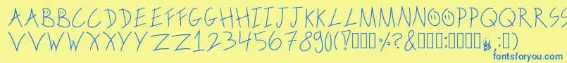 ScribbleonthebusRegular Font – Blue Fonts on Yellow Background