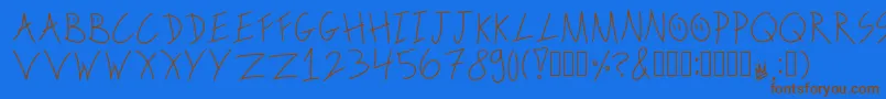 ScribbleonthebusRegular Font – Brown Fonts on Blue Background