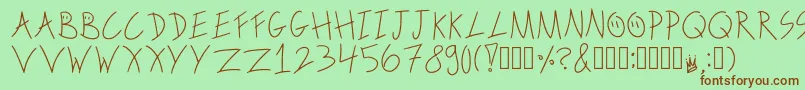 ScribbleonthebusRegular Font – Brown Fonts on Green Background