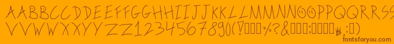 Fonte ScribbleonthebusRegular – fontes marrons em um fundo laranja