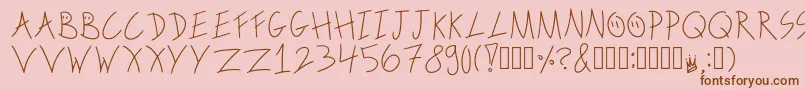 Шрифт ScribbleonthebusRegular – коричневые шрифты на розовом фоне