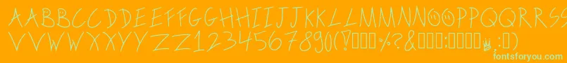 フォントScribbleonthebusRegular – オレンジの背景に緑のフォント