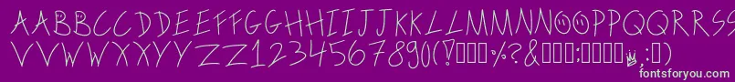 ScribbleonthebusRegular Font – Green Fonts on Purple Background