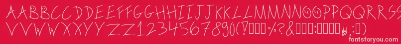 ScribbleonthebusRegular-Schriftart – Rosa Schriften auf rotem Hintergrund