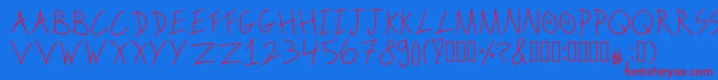 ScribbleonthebusRegular Font – Red Fonts on Blue Background