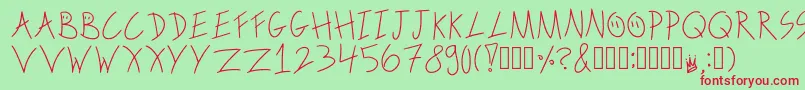 ScribbleonthebusRegular Font – Red Fonts on Green Background