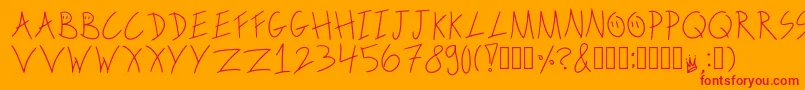 ScribbleonthebusRegular-fontti – punaiset fontit oranssilla taustalla