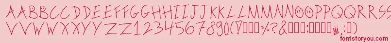 Fonte ScribbleonthebusRegular – fontes vermelhas em um fundo rosa