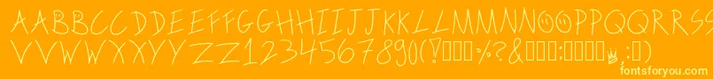 Шрифт ScribbleonthebusRegular – жёлтые шрифты на оранжевом фоне