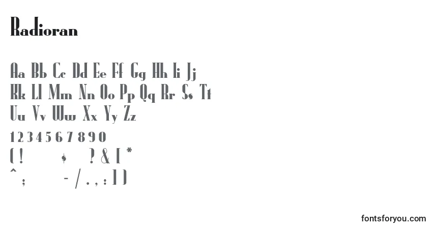 Schriftart Radioran – Alphabet, Zahlen, spezielle Symbole