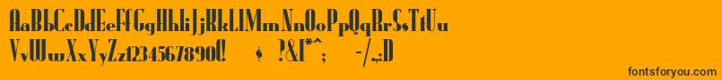 Radioran-Schriftart – Schwarze Schriften auf orangefarbenem Hintergrund