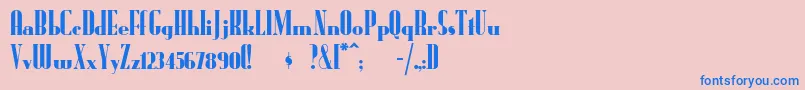 Radioran-Schriftart – Blaue Schriften auf rosa Hintergrund