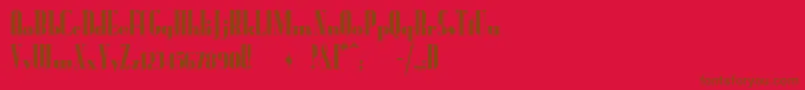 Radioran-Schriftart – Braune Schriften auf rotem Hintergrund