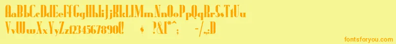 フォントRadioran – オレンジの文字が黄色の背景にあります。
