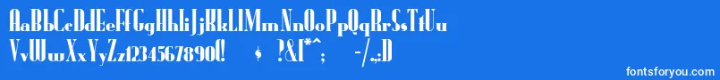 Radioran-Schriftart – Weiße Schriften auf blauem Hintergrund
