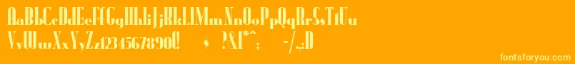 Radioran-Schriftart – Gelbe Schriften auf orangefarbenem Hintergrund