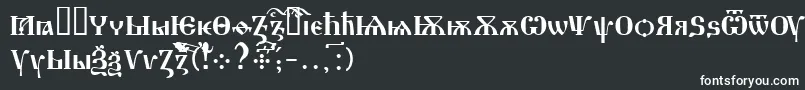 フォントDrevnerusskij – 黒い背景に白い文字