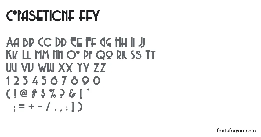A fonte Copaseticnf ffy – alfabeto, números, caracteres especiais