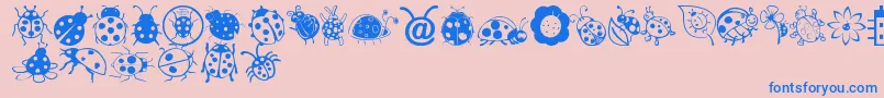 LadybugDings Font – Blue Fonts on Pink Background