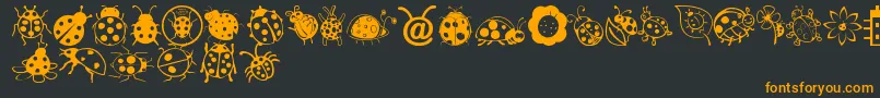 Czcionka LadybugDings – pomarańczowe czcionki na czarnym tle